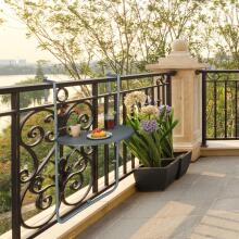 Relaxdays Folding Balcony Hanging Table Art.240629 Adjustable 2 Drink Holders Railing Table Grey