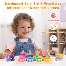 Wooderma Montessori Toy 3 in 1 Art.241381 Koka puzle Montessori