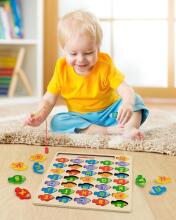 Coogam Magnetic Alphabet Numbers Fishing Game Art.241386 Koka puzle Montessori Abēce