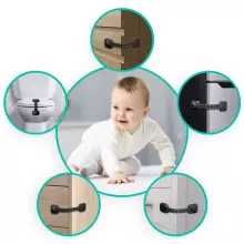 Ricokids Strap Lock Art.7798202 Black  Drawer/refrigerator protection,6 psc