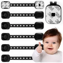Ricokids Strap Lock Art.7798202 Black  Drawer/refrigerator protection,6 psc
