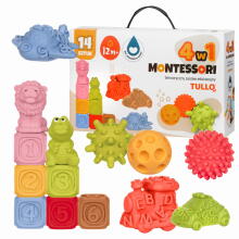 TULLO 614 Sensory blocks, vehicles, sensory balls, animals - Montessori educational set 14 pcs.