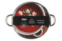 Maku Basic katls ar stikla vāku, nerūsējošā tērauda, 6,5 L, 24 cm