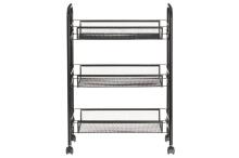 4Living Storage cart Mesh 3-layers with wheels black