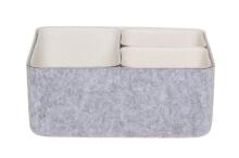 4Living Basket Candy felt 4 pcs cream/grey