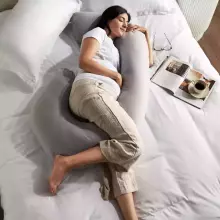 La Bebe™ Maternity Pillow Sì - Duo Art.287550 Linen fabric, grey with pattern. Multifunctional maternity pillow with memory foam filling