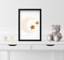 Room Accesories Art.123391 Decorative wall art in frame "Moon" – fluffy textile panel for kids' room