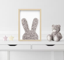 Room Accesories Art.453351 Decorative wall art in frame "Bunny" – fluffy textile panel for kids' room