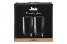 Maku drinking glass ribbed 2 pcs 49 cl