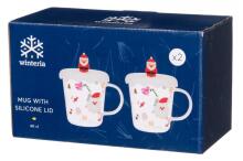 Winteria Mug with silicone lid 40 cl 2 pcs santa claus