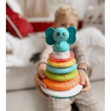 WOOPIE BABY Pyramid Tower Interactive Elephant with Rings Rattle