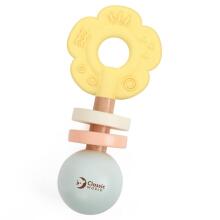 CLASSIC WORLD Wooden Pastel Rattle Teether 2in1 Flower