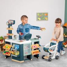 SMOBY Maximarket Electronic Cash Register Trolley with Scanner Scale and Refrigerator