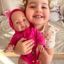 WOOPIE ROYAL Baby Doll in Teddy Bear Suit 46 cm