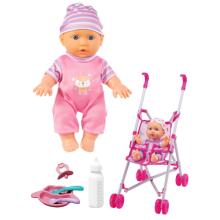 WOOPIE ROYAL First Baby Doll with Stroller Caregiver + Feeding Set