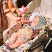 WOOPIE ROYAL Baby Doll 36 cm in Outfit with Teddy Bear Feeding Accessories
