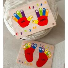TOOKY TOY Educational Wooden Puzzle Hands and Feet Learning Counting and Colors
