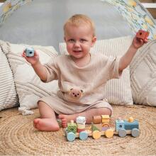 TOOKY TOY Wooden Train with Animals Blocks Montessori Puzzle
