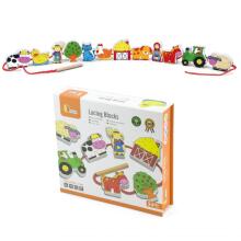 VIGA Wooden Interlacing Blocks Farm for Threading Montessori