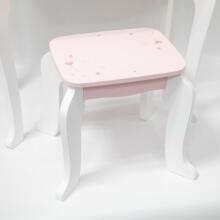 VIGA Large Wooden Dressing Table White and Pink with Mirror and Chair
