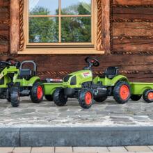 FALK Green Pedal Claas Tractor with Trailer + Horn from 2 Years Old.