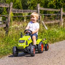 FALK Claas Green Pedal Tractor with Horn and Trailer from 2 Years Old.