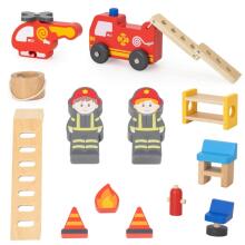 VIGA Wooden Garage Fire Station Set of 14 pieces