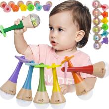 CLASSIC WORLD Grabulītis 2in1 Koka instruments Varavīksnes marakasi 1 gab.