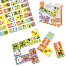 VIGA Educational Wooden Domino Blocks Farm Game 28 Pieces Montessori