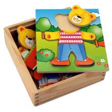 VIGA Wooden Puzzle Educational Puzzle Dress Up Bear Boy
