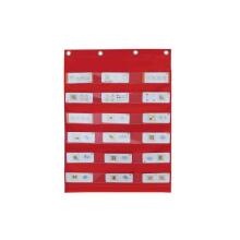 MASTERKIDZ Fabric Hanging Sheet with Pockets for Flashcards and Pictures Red