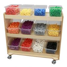 MASTERKIDZ Wooden Bookcase on Wheels with Shelves