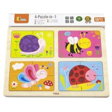 VIGA Wooden Puzzle Insects 4in1