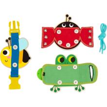 TOOKY TOY Wooden Educational Board Sorter Training Exercises String Button Buckle