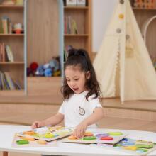 VIGA Wooden Puzzle Montessori 2in1 Puzzle Vegetables