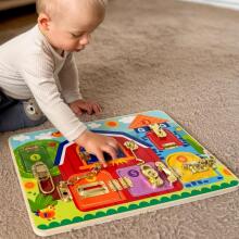 TOOKY TOY Manipulative Board Locks Pictures Farm