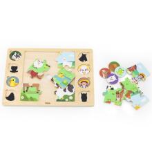 VIGA Wooden Puzzle Guess the Shadow - Farm Puzzle 17 pcs.