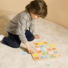 CLASSIC WORLD Wooden Montessori Puzzle Learning the Alphabet Letters Words Puzzle 27 pcs.
