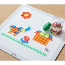 MASTERKIDZ Square LED Light Panel Colored + Montessori Mosaic Blocks 140 pcs.