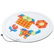 MASTERKIDZ Round LED Light Panel Colored + Montessori Mosaic Blocks 140 pcs.