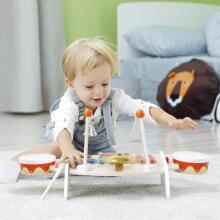 CLASSIC WORLD Set of musical instruments for children Xylophone, washboard, cymbals, drums, cymbal, sticks, triangle, bell, 9 pcs.
