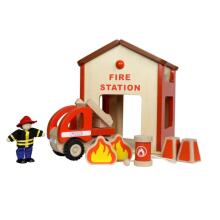 MASTERKIDZ Mini Fire Station Wooden Set