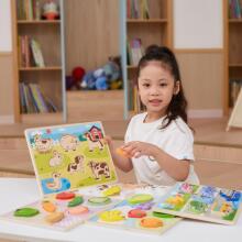 VIGA Wooden Puzzle Montessori 2in1 Puzzle Vehicles