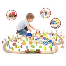 CLASSIC WORLD Set Railway Track Wooden Train + Figures 110 pcs.