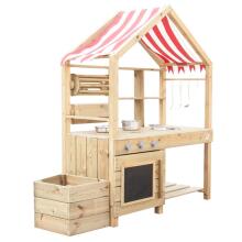 CLASSIC WORLD EDU Large Wooden Kitchen with Canopy + Accessories