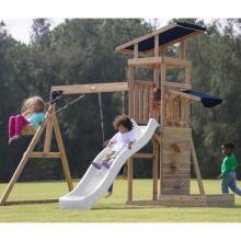 AXI Wooden Large Playground Swings Slide Tower + Sandbox - White