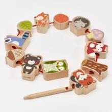 CLASSIC WORLD Wooden Threading Blocks Forest Animals 13 pcs.