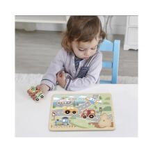 TOOKY TOY Drewniane Interaktywne Puzzle Pojazdy