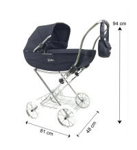 Arrue Katia Jr. Art.250606 Navy  Large classic doll stroller with bag