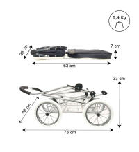 Arrue Princess Jr. Art.250614 Paris Large classic doll stroller with bag
